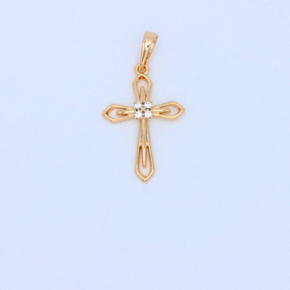 "Rose Gold Cross Pendant with Crystals – Elegant Design, XPPT1586 - Picture 9 of 13